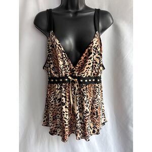 Linea Donatella Animal Leopard Print Lingerie Chemise Size XL Sleepwear Teddy